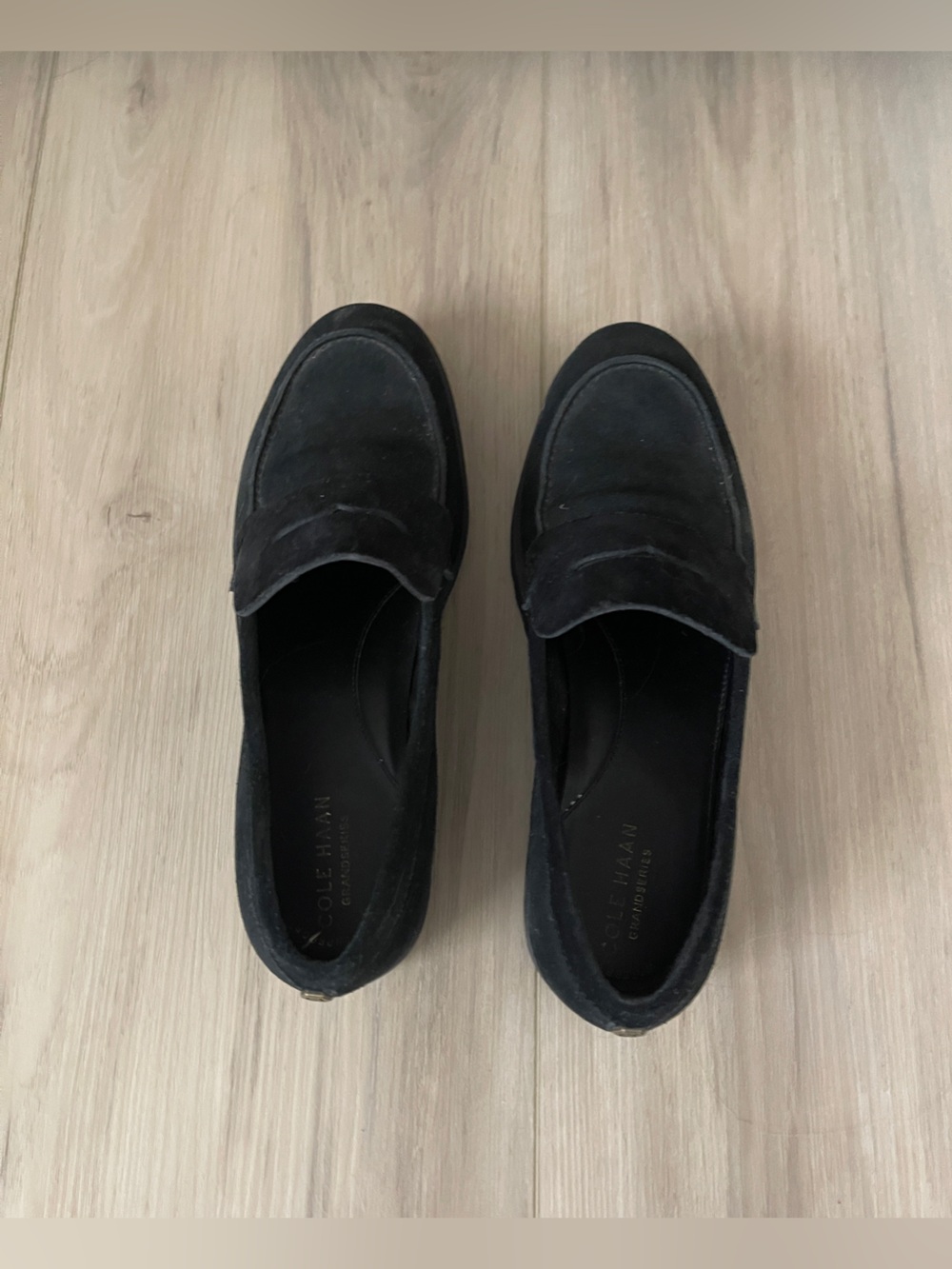 Cole Haan Women’s Black Suede Penny Loafers